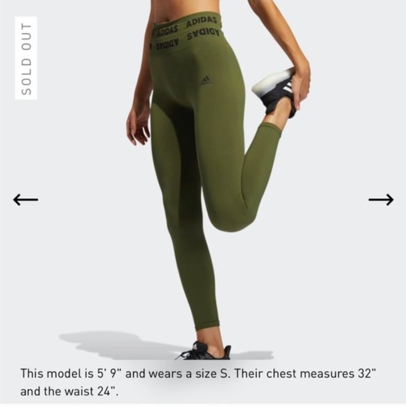 Adidas Women's Aeroknit 7/8 Leggings - Dark Green Size: Medium - Picture 1 of 5